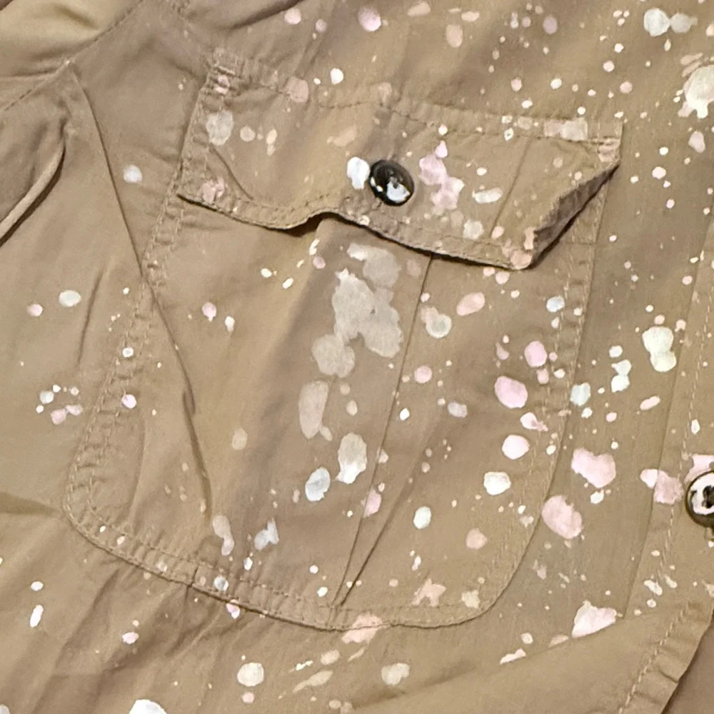 J. Crew Tan and Pink Splatter Casual Shirt - Picture 10 of 14